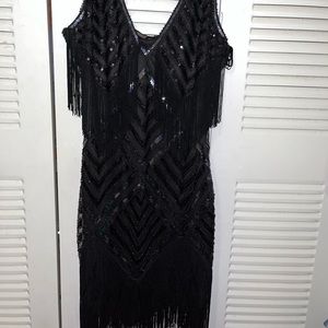 Size XL sparkly/fringe black cocktail dress. Worn once.